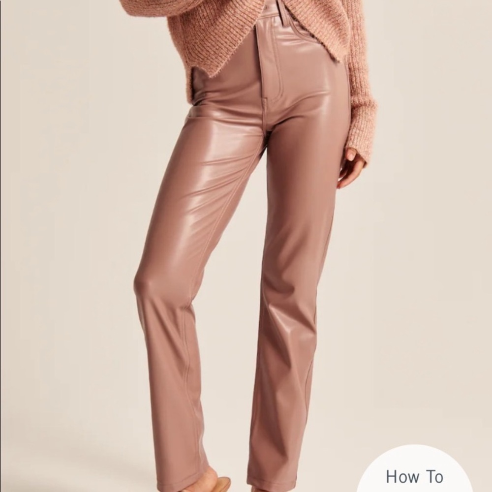 Abercrombie Vegan Leather Ultra High Rise 90s Straight Pants
